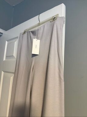 Wide Leg Knit Pants in Light Grey